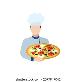 Cook Pizza. Vector illustration isolated on a white background