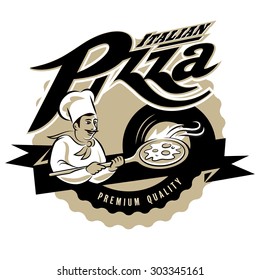 Cook pizza. Vector illustration isolated on a white background