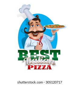 Cook Pizza Vector Illustration Isolated On Stock Vector (Royalty Free ...