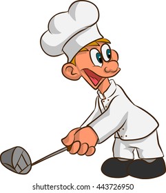 a cook playing golf