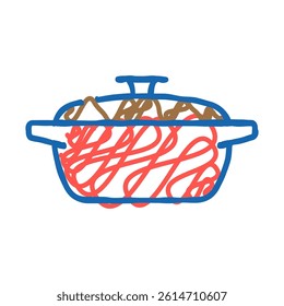 cook pot cooking doodle icon sketch vector. cook pot cooking sign. isolated symbol illustration