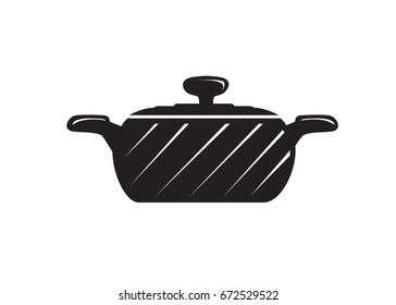 cook pot icon with lid . isolated on white background 
