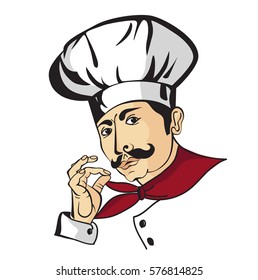 Cook profession. Vector illustration of a chef. 
