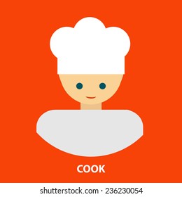 Cook professional icon in flat style icons in circles. Vector illustration.