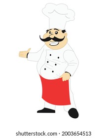 un cocinero con un delantal rojo aislado en un fondo blanco