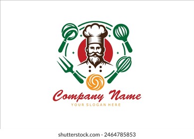 cook and restaurant logo designs. Chef hats drawings. Food, cafe, fastfood and restaurant logo designs. Logo design vectors. Chef hats vector illustrations.