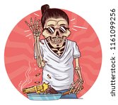 Cook salt food - swag boss salt gun - fast food. Skeleton is cooking a gun barbecue. Internet meme. Prints on clothes, t shirts, tee graphics. Carwrapping vinyl sticker on hood. Vector illustration