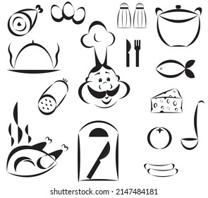 cocinero con utensilios de cocina. cocinar con alimentos. restaurante