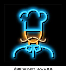 Cook Silhouette Neon Light Sign Vector. Glowing Bright Icon Cook Silhouette Isometric Sign. Transparent Symbol Illustration