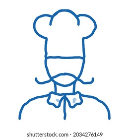 Cook Silhouette sketch icon vector. Hand drawn blue doodle line art Cook Silhouette isometric sign. isolated symbol illustration