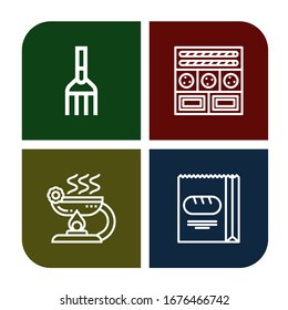 cook simple icons set. Contains such icons as Fork, Cookies, Burner, Bread, can be used for web, mobile and logo