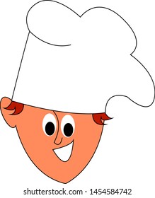 Cook smiling, illustration, vector on white background.