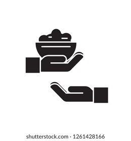 Cook somebody black vector concept icon. Cook somebody flat illustration, sign