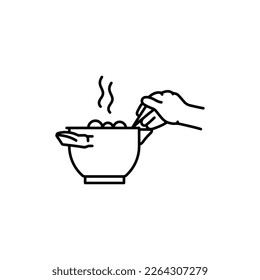 Cook soup color line icon. Cooking food. Meal preparation