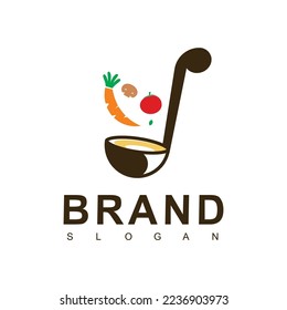 Plantilla de diseño de logotipo de sopa de Cocina, vector lleno de sopa sabrosa para su menú