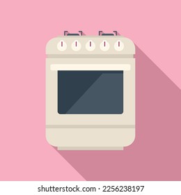 Cook stove icon flat vector. Gas cooker. Kitchen pot