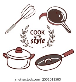 Cook with Style: Essential Kitchen Tools vector flat design