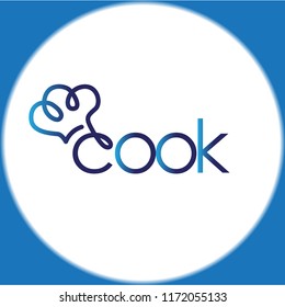 Cook text and Chef hat line logo icon vector template