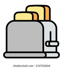 Cook toaster icon. Outline cook toaster vector icon for web design isolated on white background