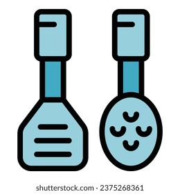 Cook tools icon outline vector. Home menu. Recipe food color flat