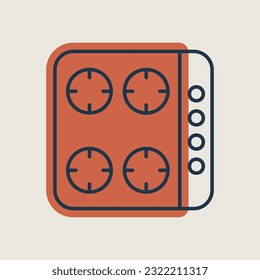 Cook top cooking panel, surface. Induction stove hob. Graph symbol for cooking web site design, logo, app, UI