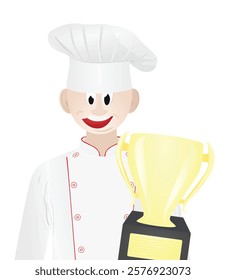 Cook with trophy. vector illustration