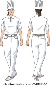 Cook trousers white female with a pocket