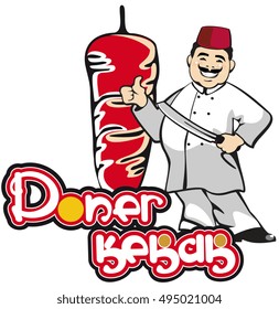 Cook and Turkish kebab design element