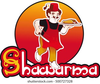 Cook and Turkish kebab design element