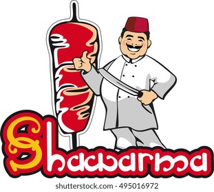 Cook and Turkish shawarma design element