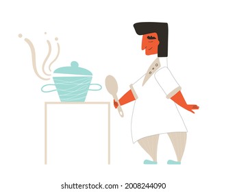 Cook in uniform. Chef. Professional master. Vector illustation.