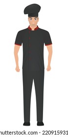 Cook in uniform standing. vector