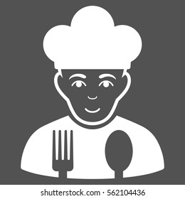 Cook vector icon. Flat white symbol. Pictogram is isolated on a gray background. Designed for web and software interfaces.