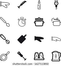 cook vector icon set such as: seasoning, big, beater, eat, measurement, balance, clock, grinder, cutting, natural, chop, learning, home, steel, accessory, pans, oil, thermal, board, boil, detail, set