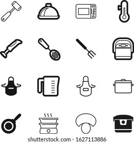 cook vector icon set such as: tray, microwave, vegetable, industry, organic, nobody, plastic, business, barbeque, brown, fry, house, dish, building, thermometer, vegetarian, boiler, dome, measuring
