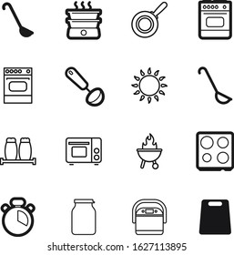 cook vector icon set such as: seasoning, boiler, multi, button, skillet, salt, steel, cut, flame, spice, microwave, pan, propane, lines, barbecue, natural, powder, machine, dinner, cutting, roast