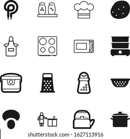 cook vector icon set such as: preparation, cheese, nutrition, health, double, tea, shaker, women, bake, interior, logo, gadget, worker, grated, mobile, steel, rag, pasta, barbecue, diet, wear, old