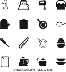 cook vector icon set such as: icons, temperature, old, chop, wood, timer, science, instrument, egg, clock, glove, boil, blender, heat, protection, warm, time, control, cartoon, retro, dish, baking