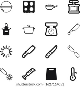 cook vector icon set such as: aero, warm, bonfire, picnic, frying, table, ounce, aeropress, plate, cold, freshness, drink, empty, temperature, travel, slice, art, trip, fry, barbecue, flame, cutting