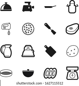 cook vector icon set such as: fresh, device, ceramic, sirloin, negative, potato, soup, milk, strainer, frame, wood, glass, collection, biscuit, shadow, catering, grill, chip, new, old, cookie, sweet