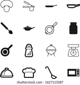 cook vector icon set such as: mushroom, cap, pot, mill, press, homemade, edible, technology, house, lid, industry, oven, outline, scales, cartoon, bakery, balance, jar, pushing, grain, lunch, eating