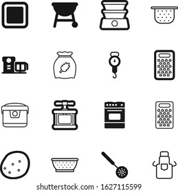 cook vector icon set such as: vegetarian, eating, health, ounce, aeropress, bbq, scale, grain, scales, stove, chef, corn, agriculture, machine, wear, multicooker, mixer, ripe, men, weigh, concept