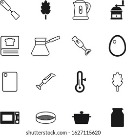 cook vector icon set such as: homemade, teapot, bird, cutting, text, soup, mason, label, cafe, card, protein, house, control, accessory, sifter, egg, clean, tableware, caffeine, home, chop, microwave