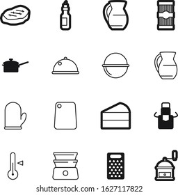 cook vector icon set such as: grater, board, holiday, celsius, vegetarian, warm, double, coffee, high, preparation, organic, accessory, editable, platter, catering, mill, collection, card, bag