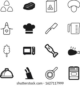 cook vector icon set such as: machine, fresh, plate, ham, block, cooker, mushroom, electrical, leg, grain, vegetarian, cup, steak, image, bake, fry, measure, cap, display, platter, delicious, beef