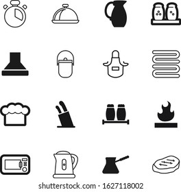 cook vector icon set such as: timer, ingredient, stopwatch, learning, campfire, microwave, bonfire, worker, caffeine, button, shape, air, towels, sodium, outline, turkish, drop, wear, dome, tool, jug