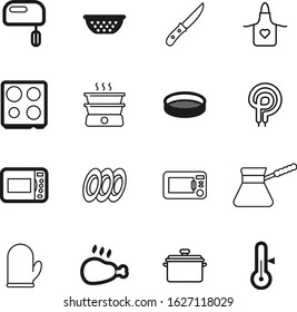 cook vector icon set such as: plates, high, chicken, brown, men, red, potholder, beverage, meat, leg, lunch, delicious, knife, barbecue, holder, mitten, apron, protection, weather, thermometer