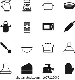 cook vector icon set such as: breakfast, pottery, bib, table, industry, pastry, box, pasta, negative, cheese, bag, clip, jar, meat, dough, pin, macaroni, tableware, celebration, apron, glove, space