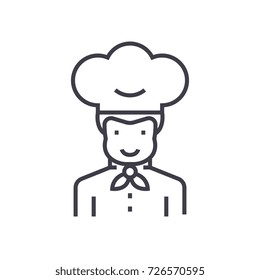 cook vector line icon, sign, illustration on background, editable strokes
