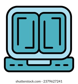 Cook waffle maker icono vector contorno. Máquina belga. Color plano de la receta